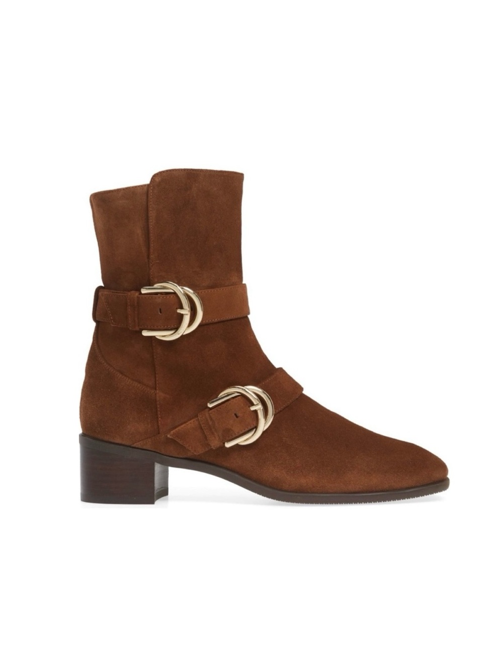 Stuart Weitzman Britain Suede Brown Ankle Buckle Boots 7